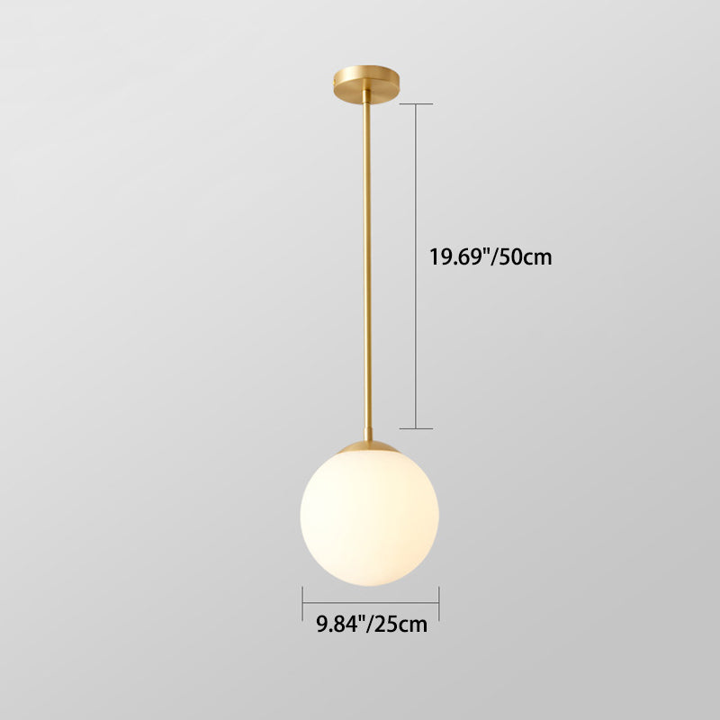 Iron Nordic Personality Golden Straight Rod White Ball Design 1-Licht-Pendelleuchte 