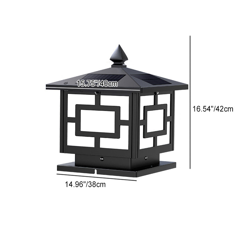 Traditional Chinese Solar Waterproof ABS Acrylic Square Lantern LED Landscape Lighting Outdoor Light For Outdoor Patio