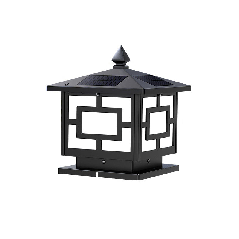 Traditional Chinese Solar Waterproof ABS Acrylic Square Lantern LED Landscape Lighting Outdoor Light For Outdoor Patio