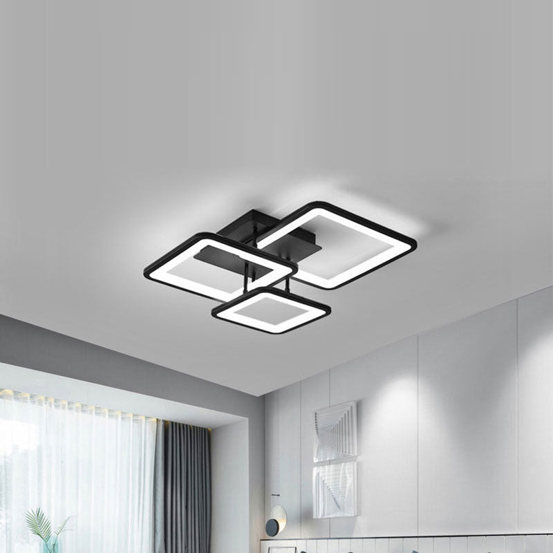 Modern Minimalist Combination Square Hardware Acrylic LED Semi-Flush Mount Ceiling Light For Living Room