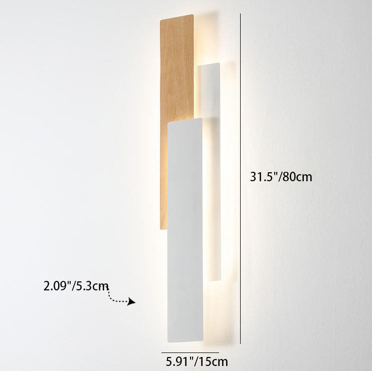 Modern Simple Wood Grain Geometric Rectangle LED Wall Sconce Lamp