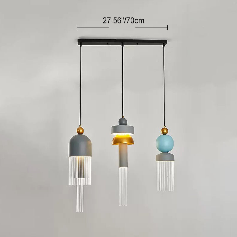 Contemporary Creative Irregular Graphic Glass Rod Hardware Aluminum LED Chandelier For Living Room