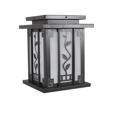 Contemporary Industrial Iron Column Acrylic Shade 1-Light Solar Lawn Landscape Light For Outdoor