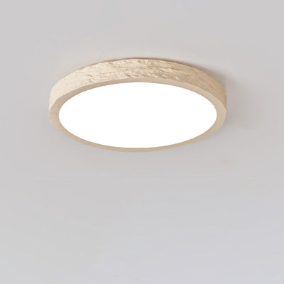 Modern Minimalist Round Stone Grain Resin Iron LED Flush Mount Ceiling Light For Bedroom