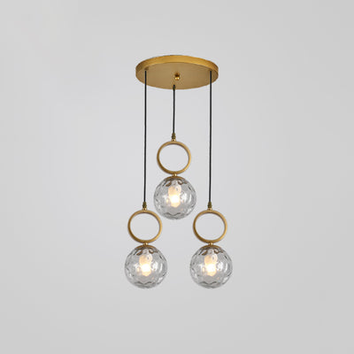 Contemporary Nordic Glass Iron Ball Ring 3-Light Island Light Chandeliers For Dining Room