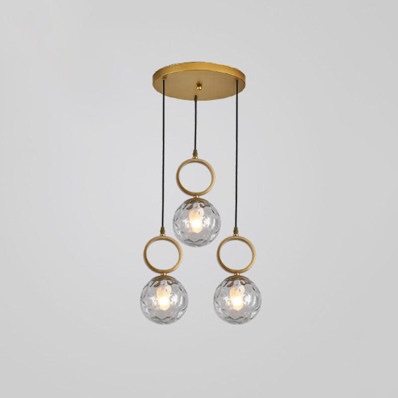 Contemporary Nordic Glass Iron Ball Ring 3-Light Island Light Chandeliers For Dining Room