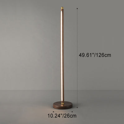 Modern Minimalist Linear Wood Copper Acrylic LED Standing Floor Lamp For Bedroom