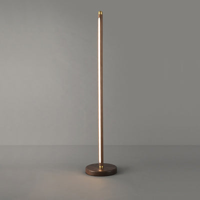 Modern Minimalist Linear Wood Copper Acrylic LED Standing Floor Lamp For Bedroom