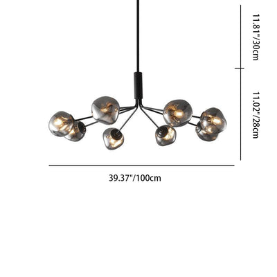 Contemporary Creative Lava Orb All Copper Glass 3/5/8 Light Chandelier For Living Room