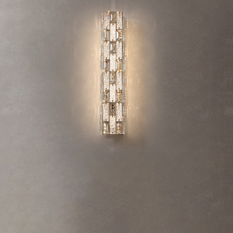 Modern Luxury Rectangle Stainless Steel Crystal LED Wall Sconce Lamp For Bedroom