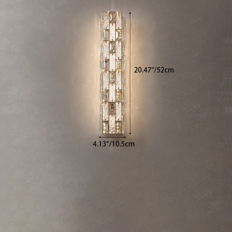 Modern Luxury Rectangle Stainless Steel Crystal LED Wall Sconce Lamp For Bedroom