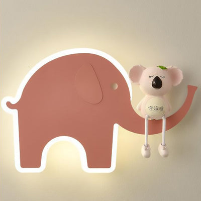 Contemporary Creative Cartoon Little Elephant Tree Acrylic Hardware LED Kids Wall Sconce Lamp For Bedroom