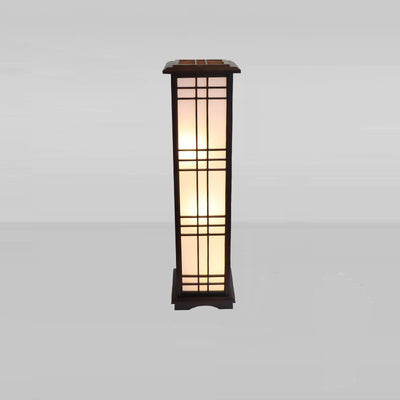 Traditional Chinese Rectangular Parchment Wood 1-Light Standing Floor Lamp For Entertainment Rooms