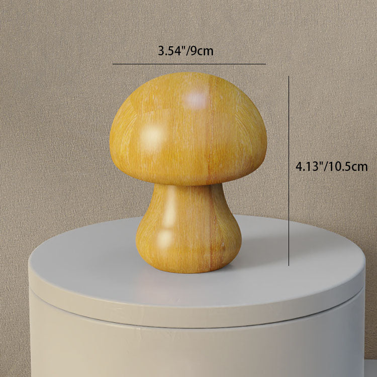 Contemporary Creative Mushroom Rubberwood Beechwood LED Table Lamp For Bedroom