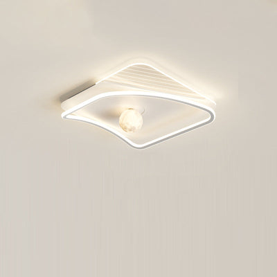 Modern Minimalist Circular Ring Iron Acrylic Aluminum LED Flush Mount Ceiling Light For Bedroom