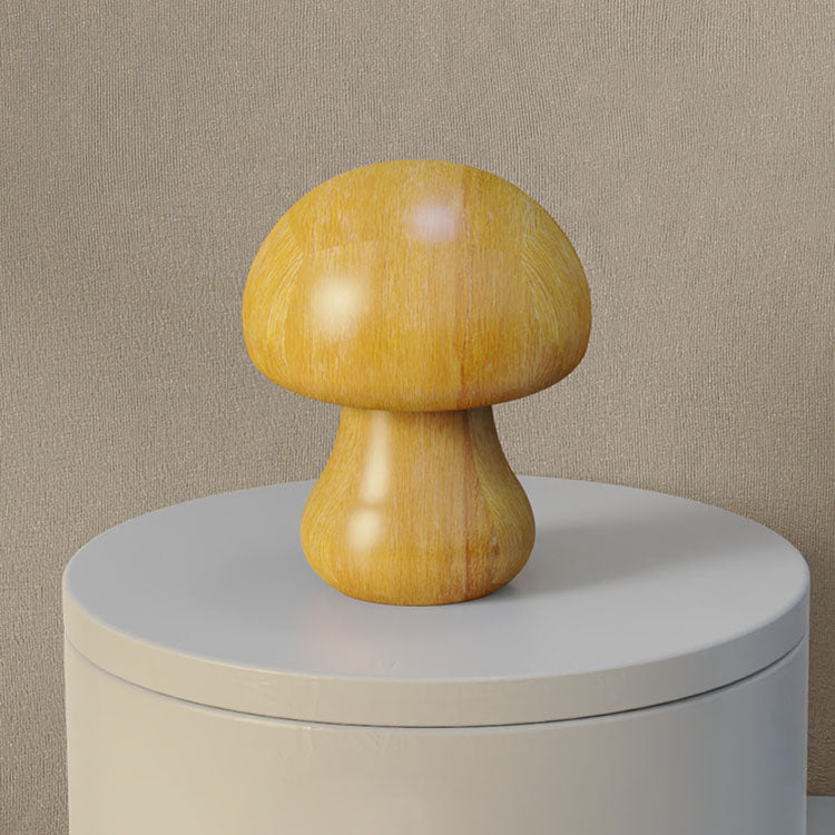 Contemporary Creative Mushroom Rubberwood Beechwood LED Table Lamp For Bedroom