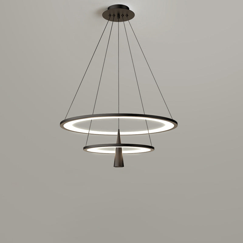 Modern Minimalist Circle Tapered Iron Acrylic LED Chandelier For Living Room