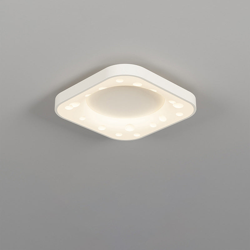 Modern Minimalist Cheese Cream Acrylic Iron LED Flush Mount Ceiling Light For Bedroom