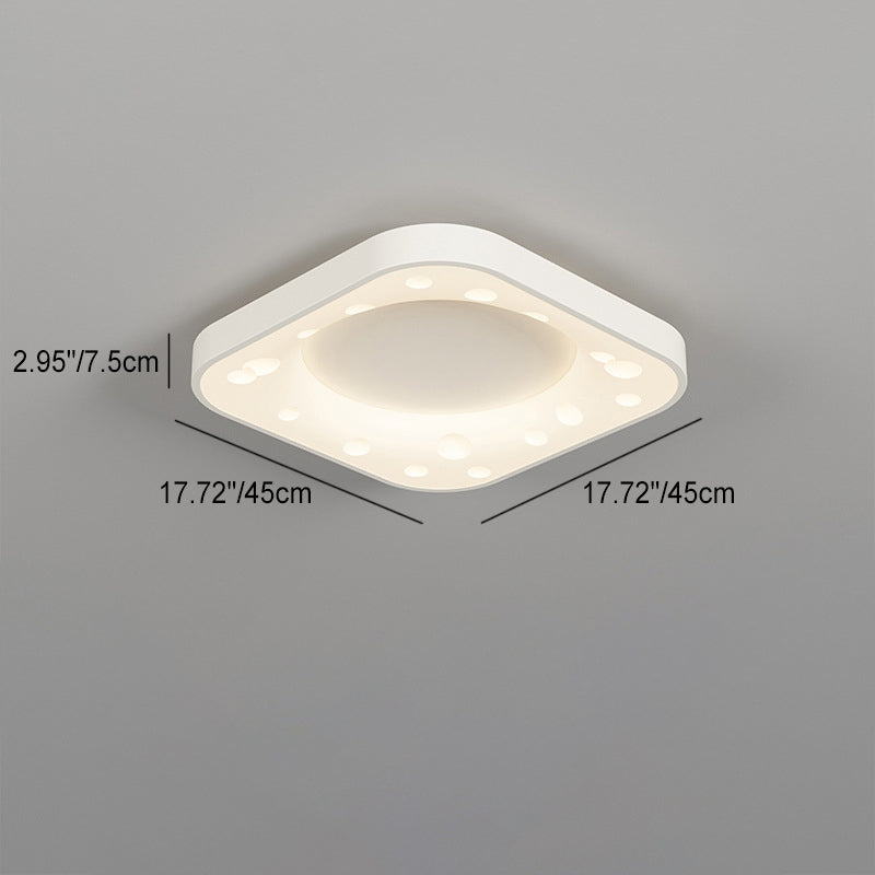 Modern Minimalist Cheese Cream Acrylic Iron LED Flush Mount Ceiling Light For Bedroom