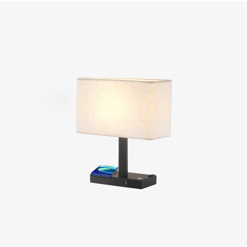 Modern Minimalist Rectangular Cloth Iron 1-Light Table Lamp For Living Room