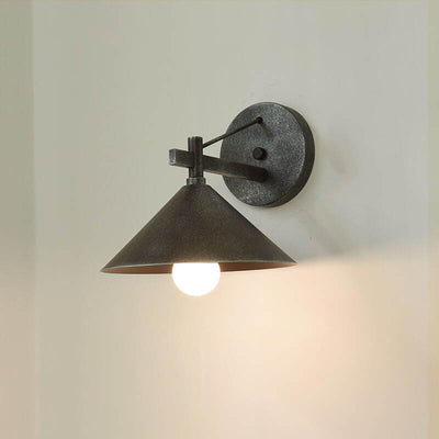 Contemporary Industrial Tapered Iron 1-Light Outdoor Wall Sconce Lamp For Outdoor Patio