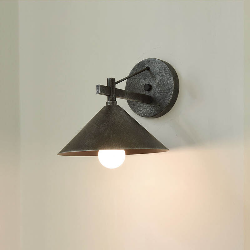 Contemporary Industrial Tapered Iron 1-Light Outdoor Wall Sconce Lamp For Outdoor Patio