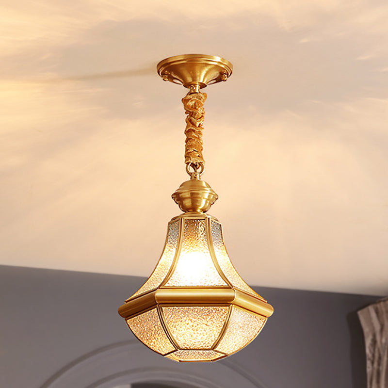 Modern Luxury Gold Finish Frame Geometric Glass Shade 1-Light Pendant Light For Bedroom