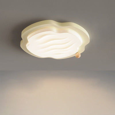 Modern Nordic Cream Biscuit PVC Shade Hardware LED Flush Mount Ceiling Light For Bedroom