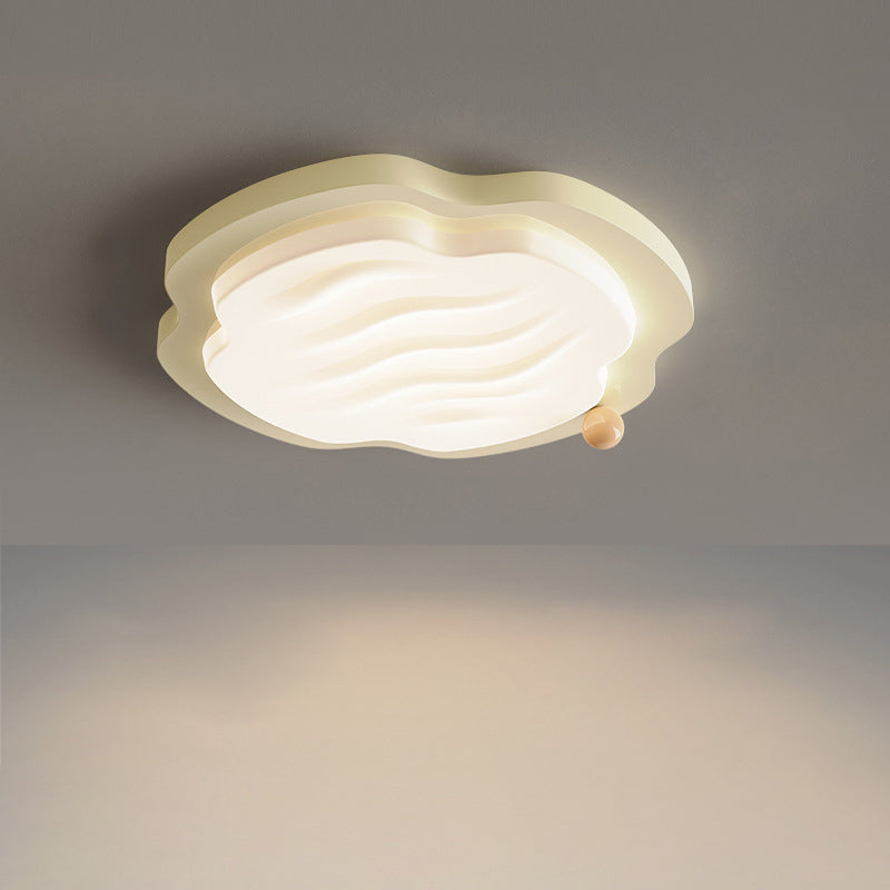 Modern Nordic Cream Biscuit PVC Shade Hardware LED Flush Mount Ceiling Light For Bedroom