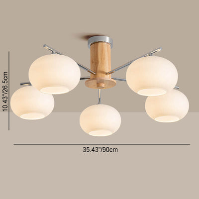 Modern Simplicity Wood Hardware Glass Stripes 3/5/6/8-Light Chandelier For Living Room