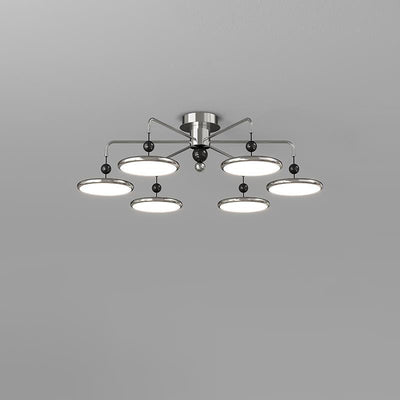 Contemporary Scandinavian Iron Frame Acrylic Flying Saucer LED Semi-Flush Mount Ceiling Light For Living Room