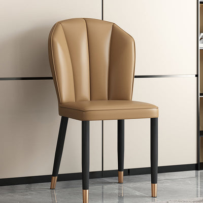 Modern Luxury Leather Carbon Steel Sponge Square Shell Dining Chair Backrest For Dining Room