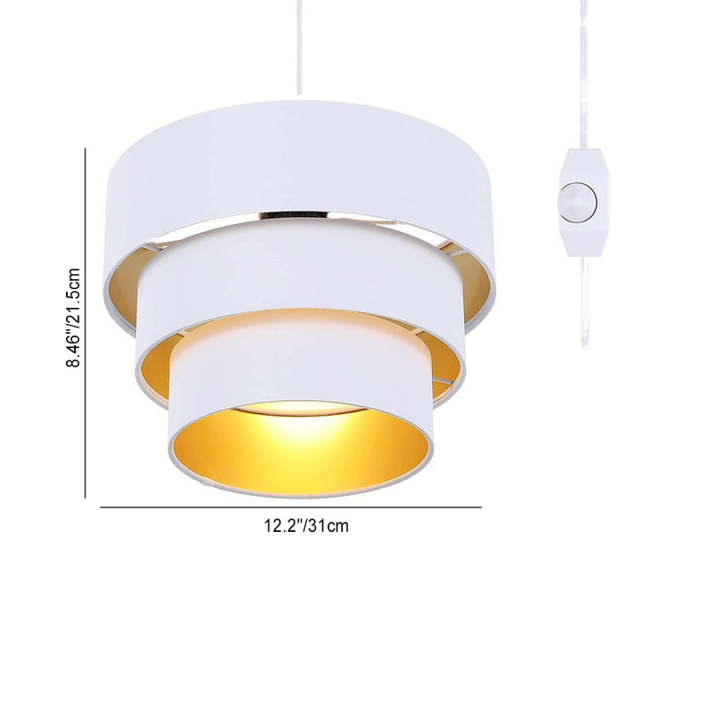 Contemporary Retro Three-Layers Fabric Iron 1-Light Pendant Light For Bedroom