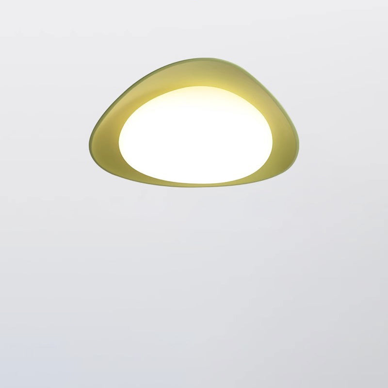 Modern Minimalist Cobblestone Elliptical Resin PE LED Flush Mount Ceiling Light For Bedroom