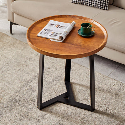 Contemporary Nordic Round Iron Plate Coffee Table 2-Tier For Living Room