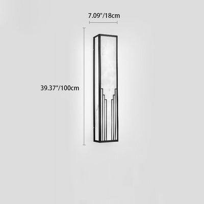 Modern Minimalist Rectangular Stainless Steel Marble LED Outdoor Wall Sconce Lamp For Garden