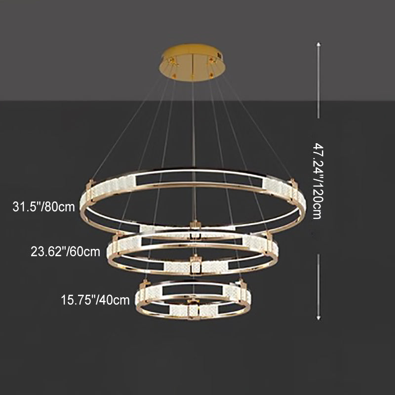 Modern Luxury Circle Aluminum Crystal Glass LED Chandelier For Living Room