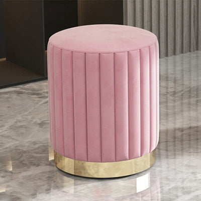 Modern Minimalist Round Velvet Top Metal Base Vanity Stool For Bedroom