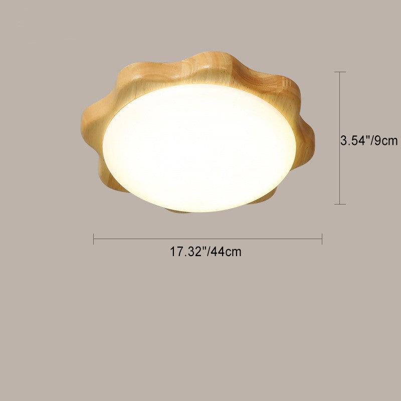 Contemporary Nordic Wood Acrylic Plum Shape LED Flush Mount Ceiling Light For Living Room