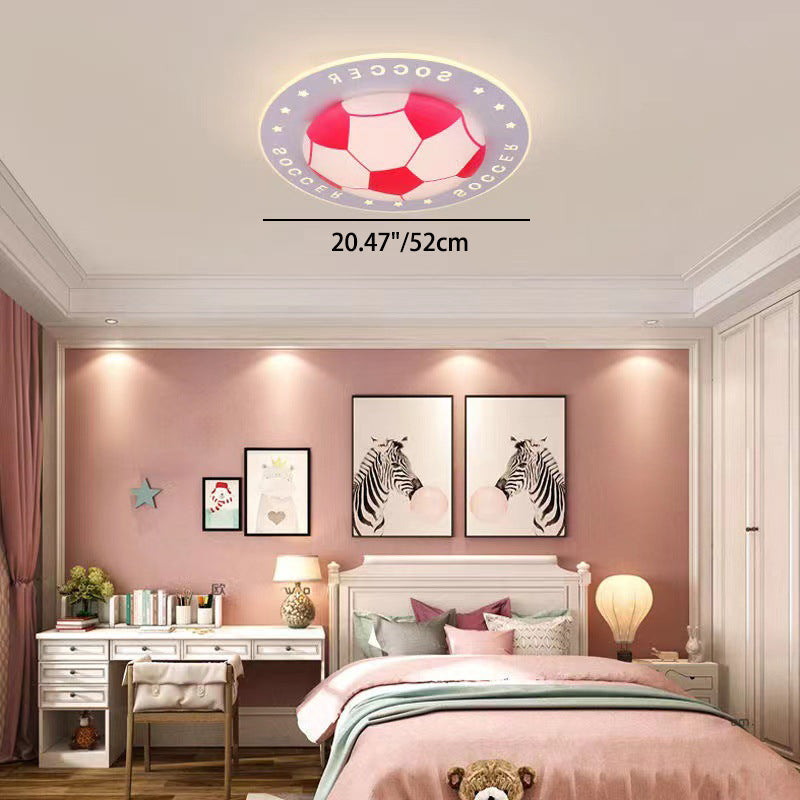 Modern Art Deco Soccer Ball Round Acrylic Iron LED Flush Mount Ceiling Light For Living Room