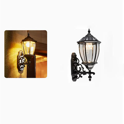 Traditional European Aluminum Glass LED Solar Waterproof Wall Sconce Lamp For Outdoor Patio