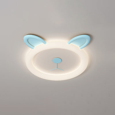 Contemporary Creative Cartoon Panda PE Resin LED Kids Flush Mount Ceiling Light For Bedroom