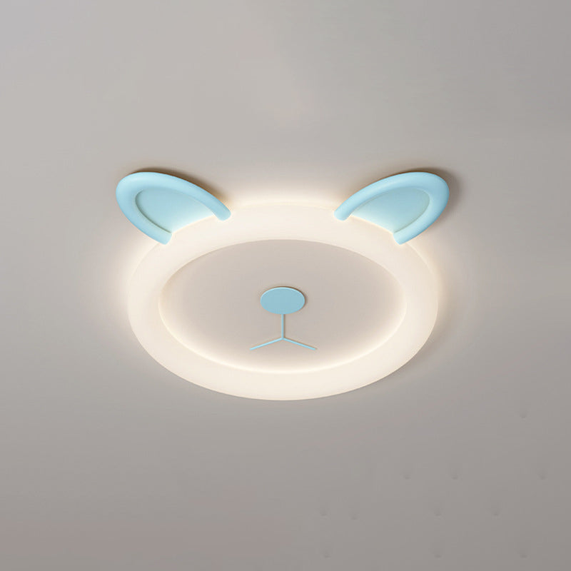 Contemporary Creative Cartoon Panda PE Resin LED Kids Flush Mount Ceiling Light For Bedroom