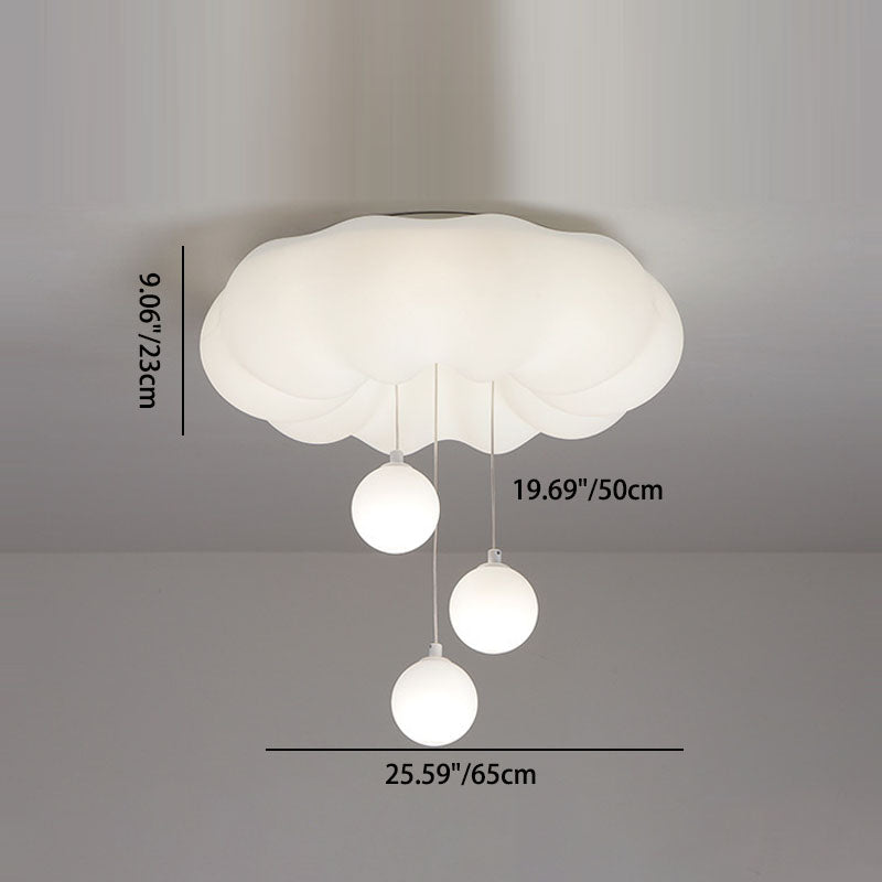 Modern Minimalist Clouds Spherical Bow Iron Plastic LED Flush Mount Ceiling Light For Bedroom