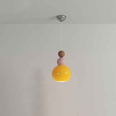 Luminaire suspendu à 1 lumière en verre, matériel de pétale de gourde rond minimaliste moderne pour chambre à coucher 