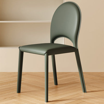 Contemporary Nordic Square Oval Leather Carbon Steel Dining Chair Backrest For Dining Room