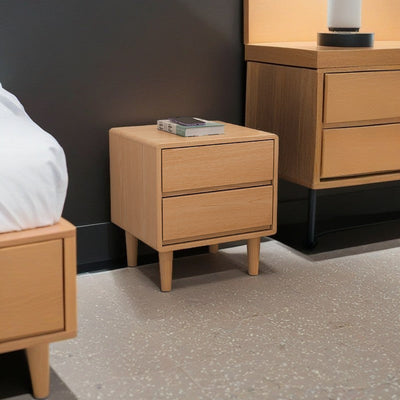 Modern Simplicity Square Cubic Rectangular Rubber Wood Nightstand 1/2 Drawer For Bedside