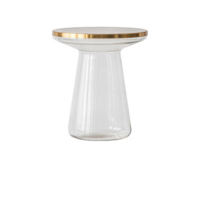 Modern Minimalist Round Cone Hardware Glass Coffee Table For Living Room