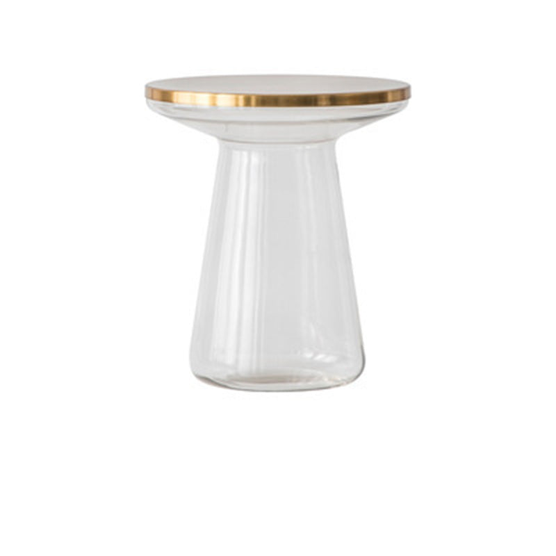 Modern Minimalist Round Cone Hardware Glass Coffee Table For Living Room