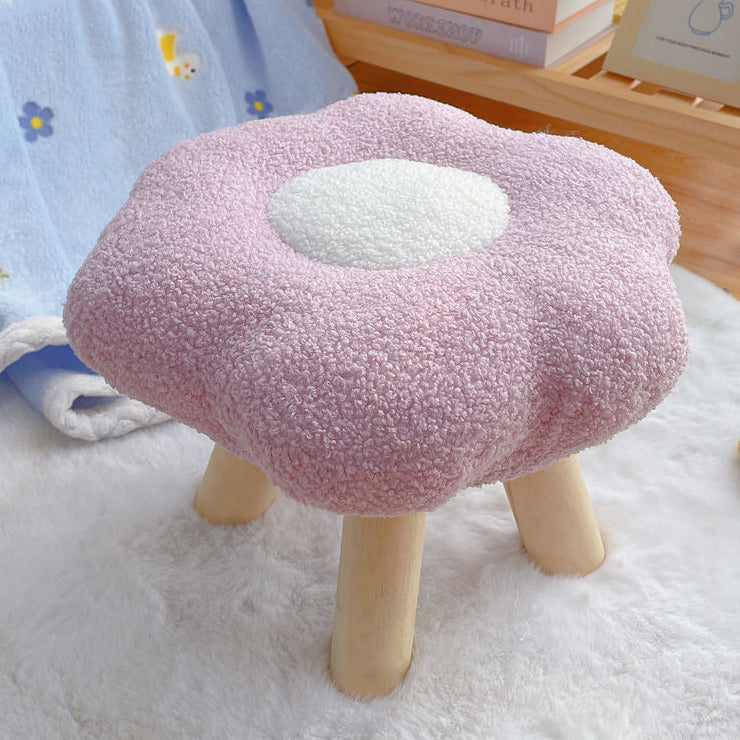 Contemporary Creative Flower Shape Velvet Footstool For Entryways